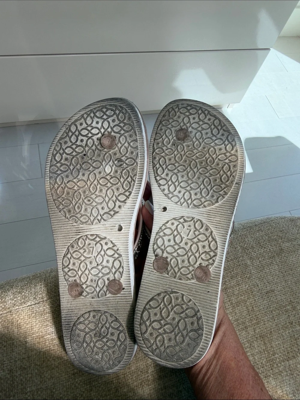 Tan Women’s Embellished Flip Flop Sandals